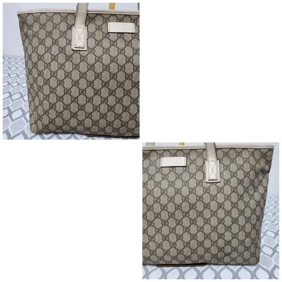 Authentic Gucci GG Supreme Tote Bag Brown/Off-White - Picture 5 of 16